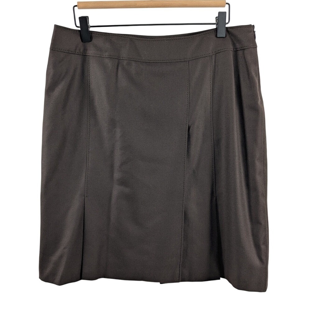 Valentino Womens Spa Wool Cashmere Faux Wrap Skirt 12 Brown Designer Old Money